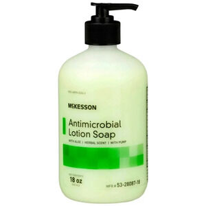 McKesson Antimicrobial Lotion Soap, Herbal Scent, 18 oz, Pump Bottle, 0.95% stre